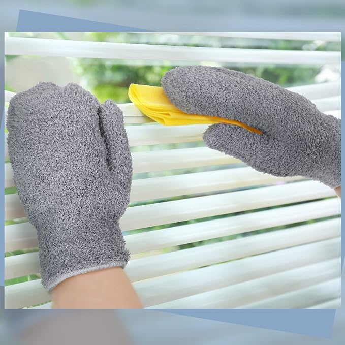 Bencailor 4 Pair Microfiber Dusting Mittens Reusable Women Cleaning Mittens - Image 6
