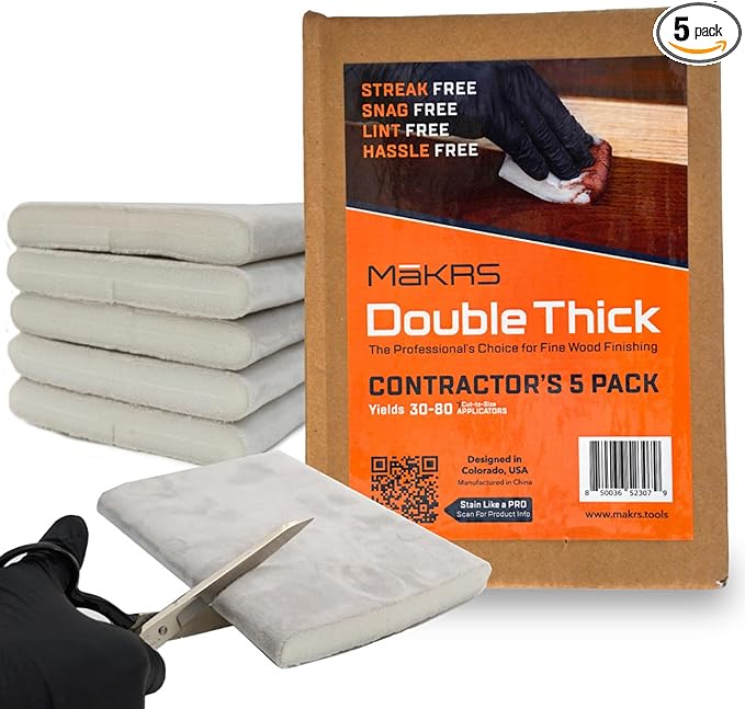 MāKRS Double Thick Stain Pad, Cut-to-Size Staining Pads, Streak-Free Applicator by MaKRS