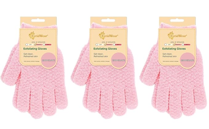 Evridwear Exfoliating Gloves for Shower, 100% Nylon Thick Soft Medium Heavy by Evridwear