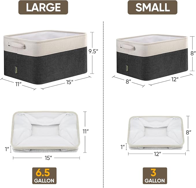 BALEINE Fabric Storage Bins for Shelves, Linen Storage Baskets for Organizing - Image 2