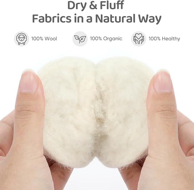 Wool Dryer Balls 6 Pack, Natural Fabric Softener, Dryer Balls Laundry Reusable - Image 4