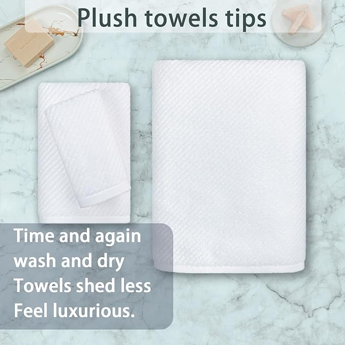 VOOVA & MOVAS White Towels for Bathroom, 100% Cotton | Quick Dry | Soft | Thick - Image 4