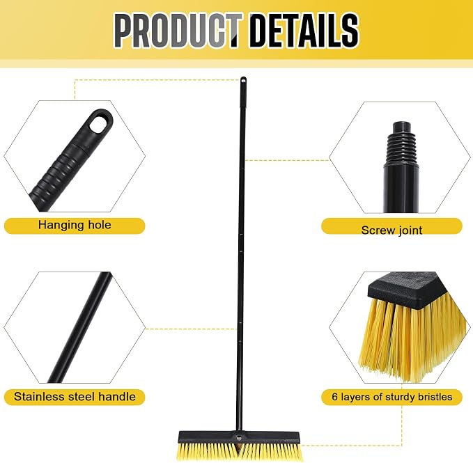 Zhehao 6 Pack 18 Inches Push Broom Outdoor, Concrete Floor Cleaning - Image 4