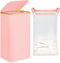 26 Gal Laundry Basket with Lid and Net Bag, Tall Laundry Hamper with Bamboo by efluky