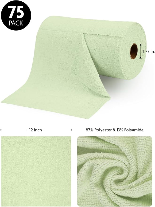 Fantasticlean Microfiber Cleaning Cloth Roll -75 Pack, Tear Away Microfiber - Image 5