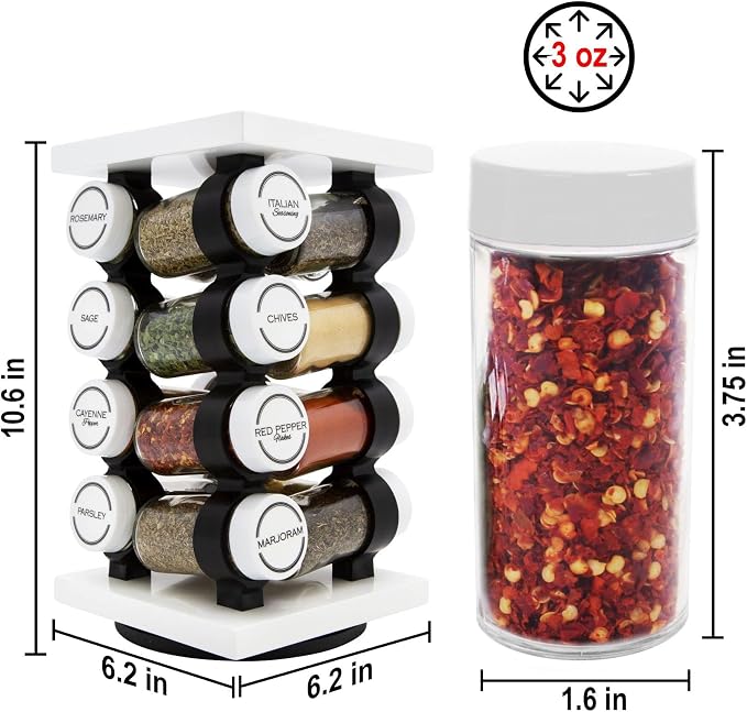 Orii Spice Rack 16 Jar Set White Filled - Image 2
