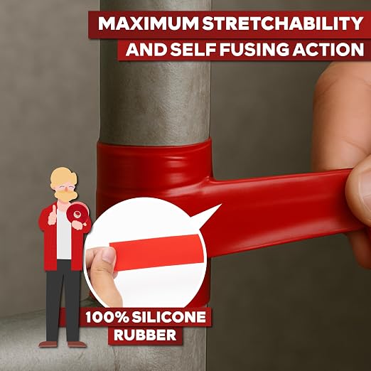 XFasten Self Fusing Silicone Tape Waterproof – 1" x 36 Feet Red, Self - Image 6
