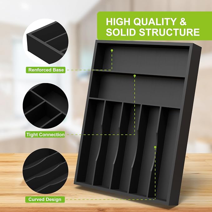 Sliverware Organizer, Bamboo Kitchen Drawer Organizer, Flatware Organizer Tray - Image 4