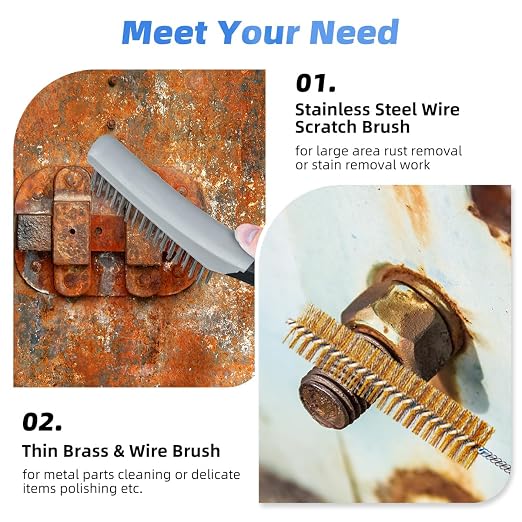 7 PCS Wire Brush Set, Brass Wire Brush and Stiff Bristle Metal Brush - Image 5
