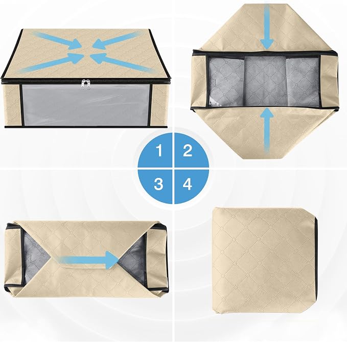 HomeHacks Storage 4-Pack Clothes Organizer Storage Bags Foldable Storage Box - Image 3