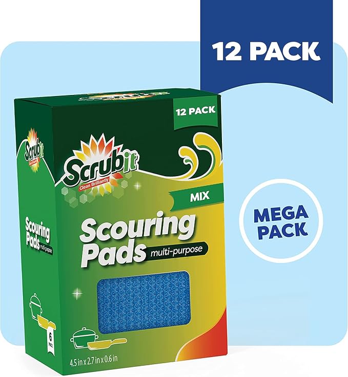 SCRUBIT Multi-Purpose Dish Scrub Sponge, Non Scratch Scouring Pads, Cleaning - Image 3