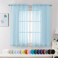 Chyhomenyc Sky Blue Sheer Curtains 54 Inch Long 2 Panels, Light Filtering Rod by Chyhomenyc