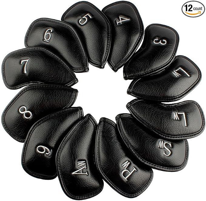 CRAFTSMAN GOLF 12pcs or 1pc Thick Synthetic Leather Golf Iron Head Covers Set by CRAFTSMANGOLF