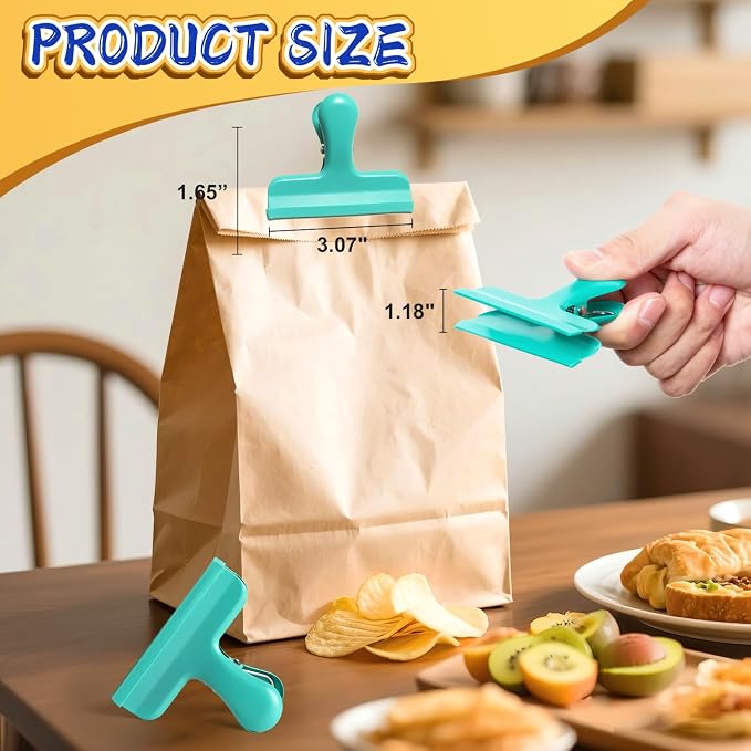 HOUSE AGAIN Chip Clips, 12 Pack Stainless Steel Chip Bag Clips Covered - Image 2