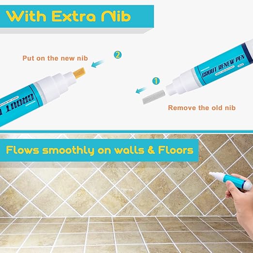 NADAMOO Grout Renew Pen White, 2 Large 20ml Paint Pens, Touch Up Repair Marker - Image 4