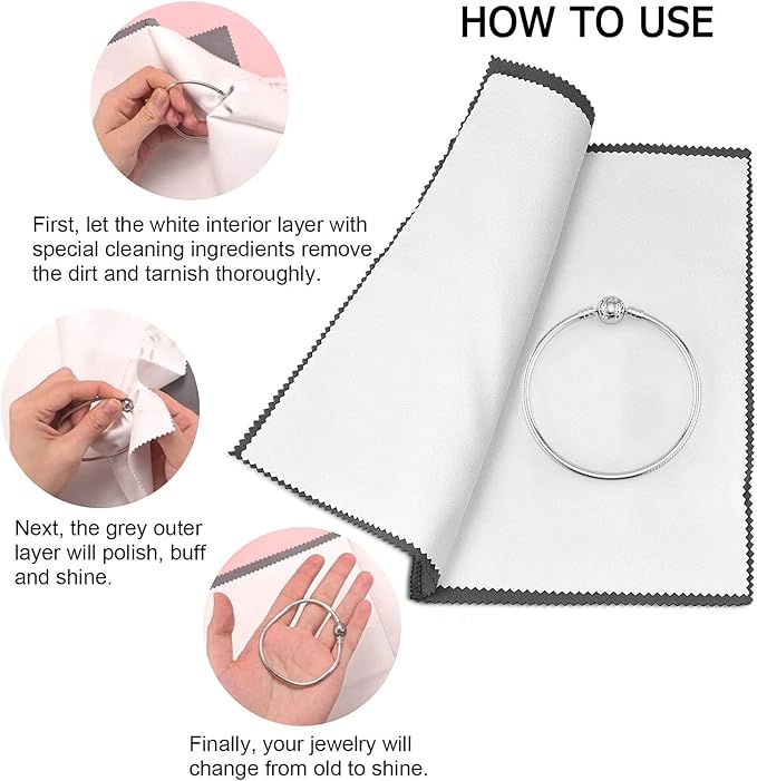 SEVENWELL 4pcs Jewelry Polishing Cleaning Cloth Large 10'' x 12'' - Image 5
