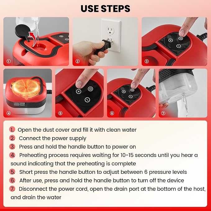 Saker Steam Cleaner for Home, 6-Level Adjustable Steamer for Cleaning, Portable - Image 6