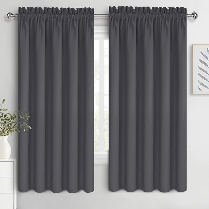 DWCN Bedroom Blackout Curtains 70 x 63 Inches Length 2 Panels Set, Solid by DWCN