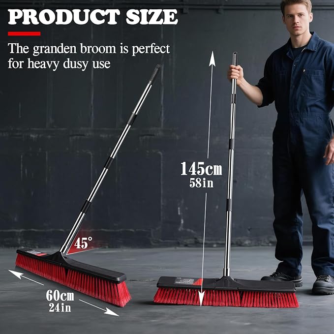 MASTERTOP 25'' Yard Broom, Heavy Duty Garden Broom - Image 2