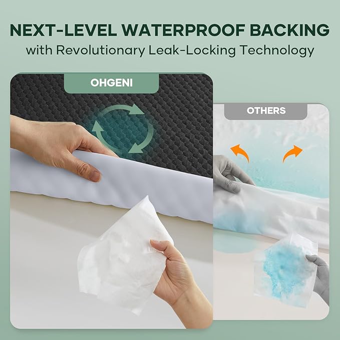 OhGeni 100% Waterproof Mattress Protector, Queen Size Mattress Pad, Fits 6"-20" - Image 4