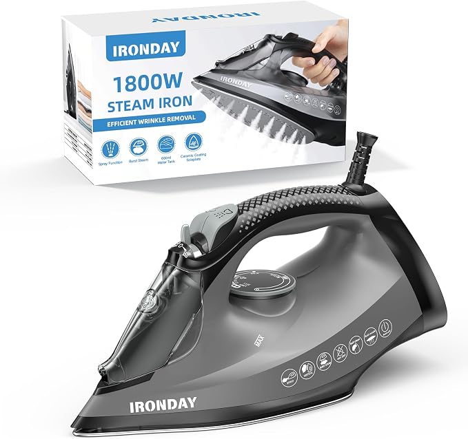 Steam Iron for Clothes, 1800W by IRONDAY