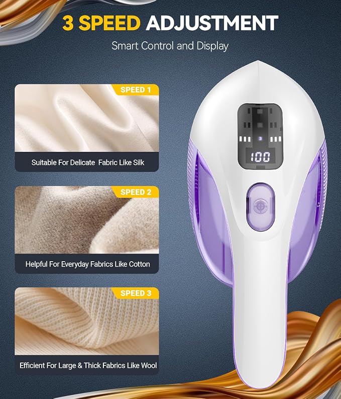 Rechargeable Fabric Shaver and Lint Remover, 3-Speed Adjustable Sweater Shaver - Image 4