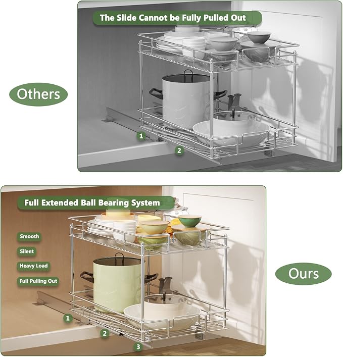 ROOMTEC Pull Out Cabinet Organizer 20" W x 21" D, Kitchen Cabinet Organizer and - Image 5