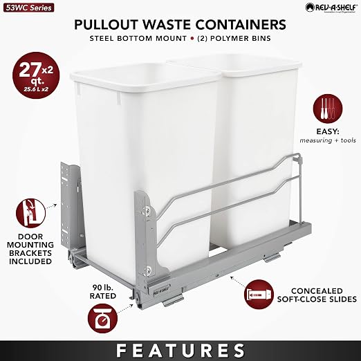 Rev-A-Shelf Double Pull-Out Trash Can - Image 3