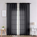 Chyhomenyc Black Sheer Curtains 90 Inches Long 2 Panels, Light Filtering Black by Chyhomenyc
