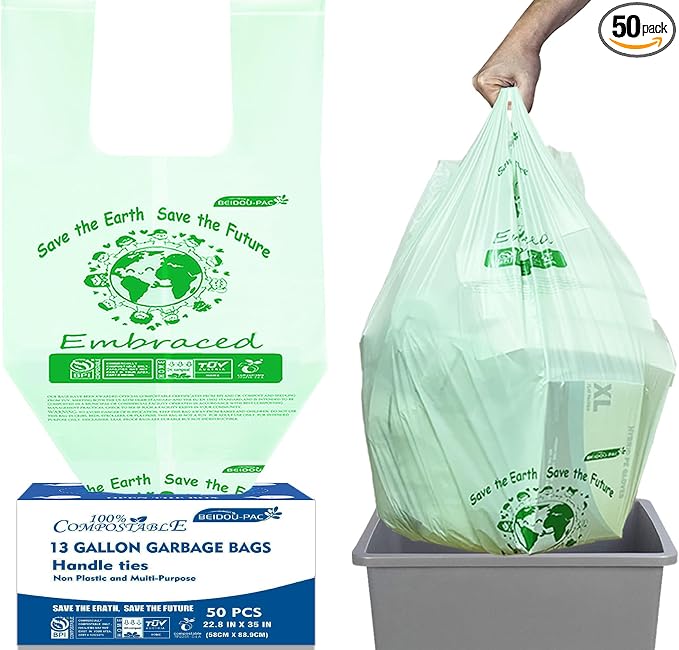 13 Gallon Compostable Tall Kitchen Trash Bags by BEIDOU-PAC