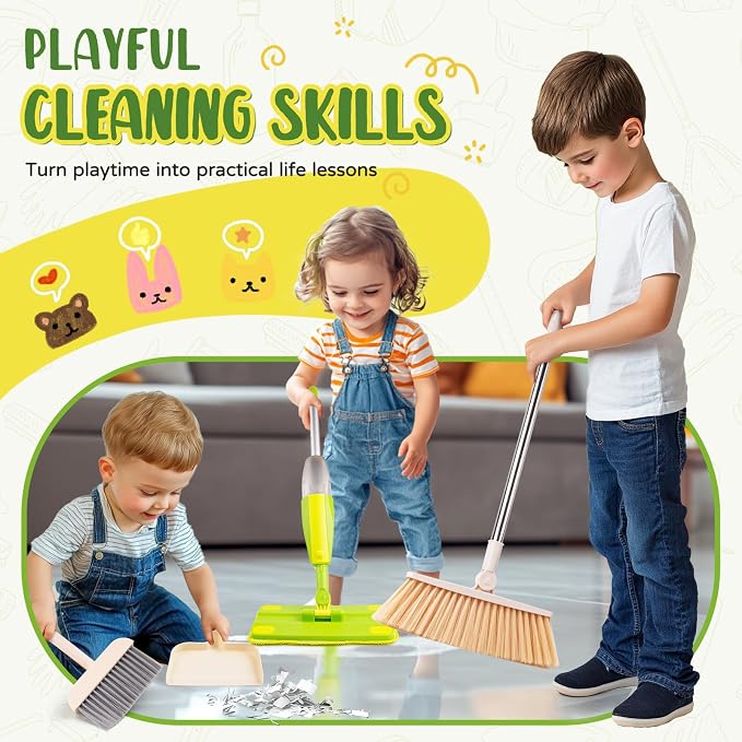 Kids Cleaning Toy Set, Mini Spray Mop Montessori Toys Pretend Play Cleaning Tool - Image 5
