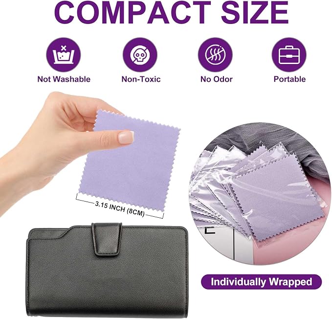 SEVENWELL 50pcs Jewelry Cleaning Cloth Purple Polishing Cloth - Image 2