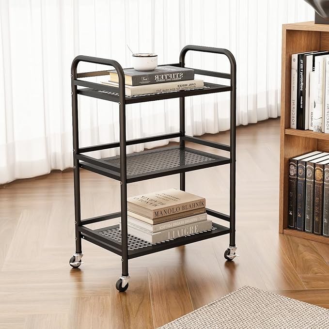 HDANI 3 Tier Rolling Cart, Heavy Duty Multifunctional Metal Frame-Supports 22 - Image 2