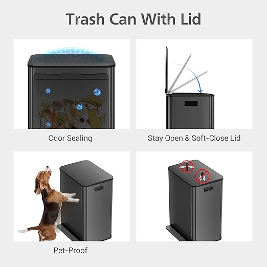 GarveeHome 60L/16 Gal Kitchen Trash Can, 2×8 Gal Pedal Trash Bin - Image 4