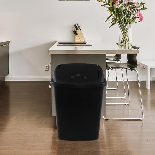 4 Pack Swing Top Trash Can, 6 Gallon Plastic Garbage Bins - Image 4