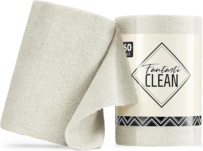 Fantasticlean Microfiber Cleaning Cloth Roll -60 Pack, Tear Away Paperless by Fantasticlean