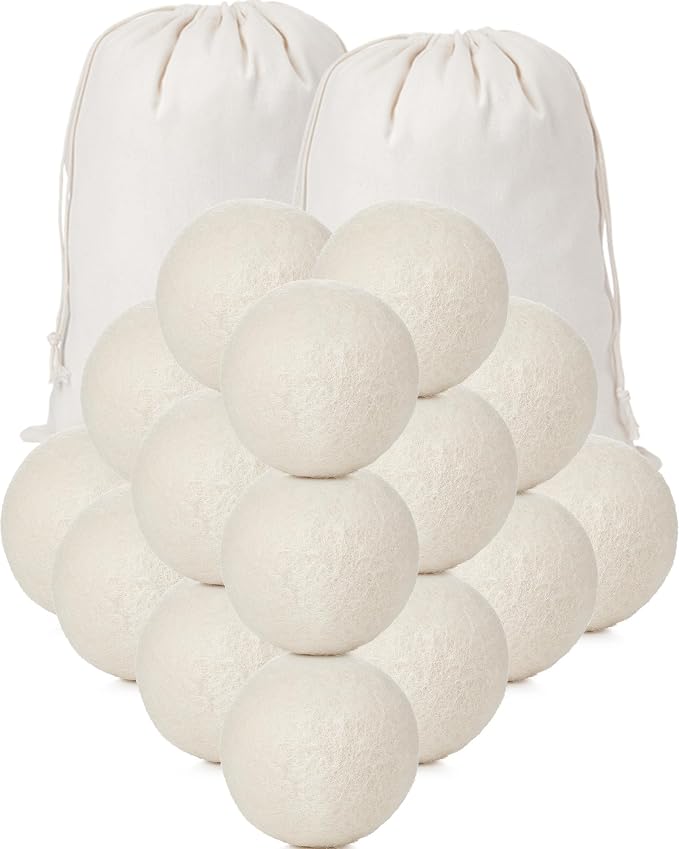 26 Pieces Wool Dryer Balls Set 24 XL Reusable Wool Balls by Roowest