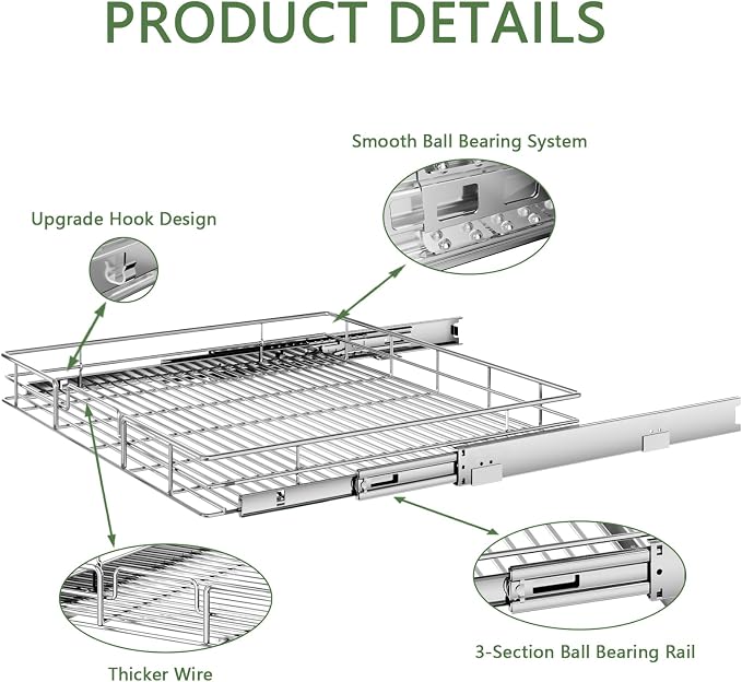 Pull Out Cabinet Organizer 31½" W x 21½" D, Heavy Duty Cabinet Pull Out Shelves - Image 7