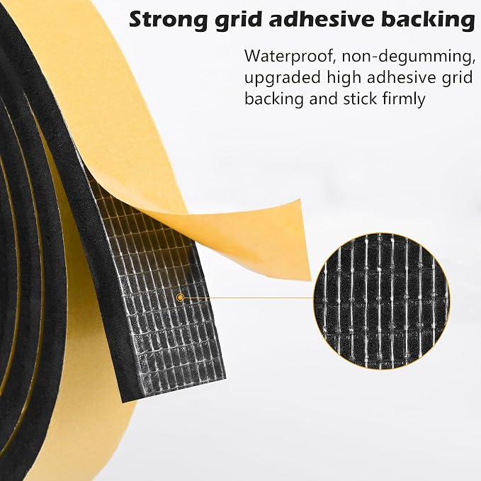 ToLanbbt Black Door Window Weather Stripping Self Adhesive Foam Tape High - Image 4