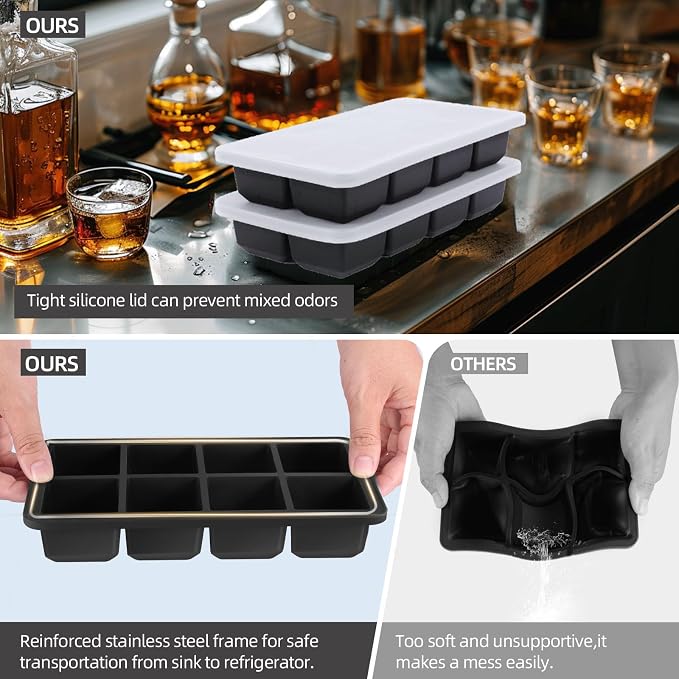 2 Pack Silicone 2 Inch Large Ice Cube Molds - Image 5