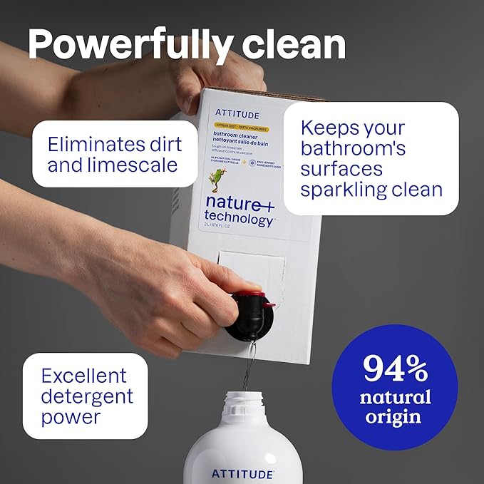 ATTITUDE Bathroom Cleaner Spray Refill, EWG Verified, Plant-Based & Vegan - Image 3