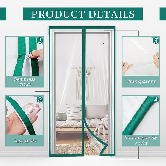 Amylove Zipper 60 x 102 Inch Dust Barrier Kit Construction Door Barrier 5 x 8.5 - Image 3