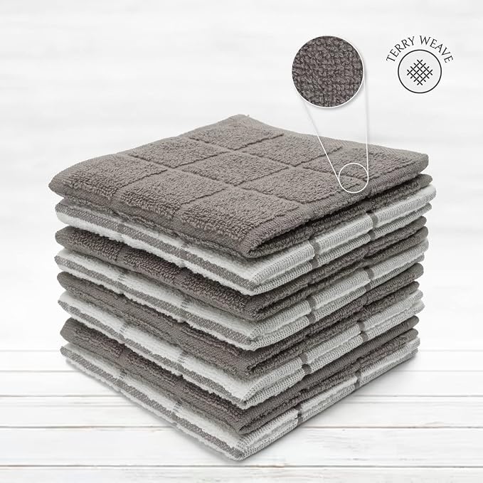 100% Cotton Terry Dish Cloth & Dish Towel, 6 Pack, Super Soft and Absorbent - Image 3