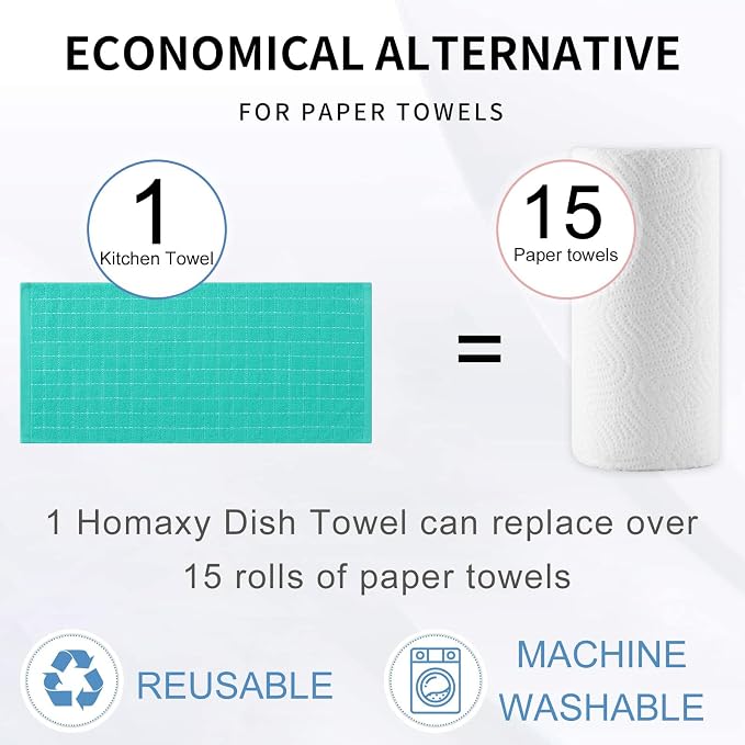 Homaxy 100% Cotton Terry Kitchen Towels, Checkered Designed, Soft and Super - Image 6