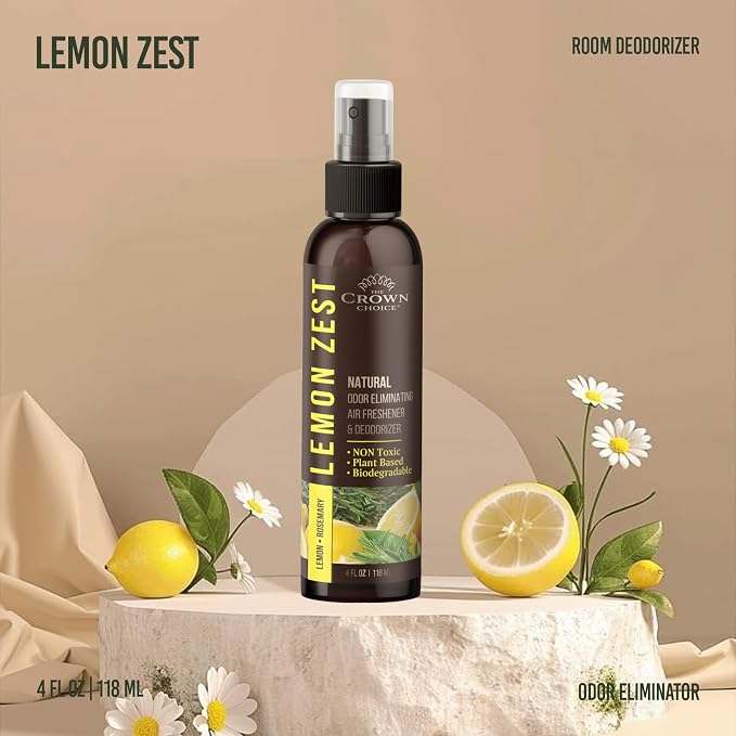 Non-Toxic Odor Eliminator, Natural Citrus Lemon Zest Air Freshener Spray - Image 3