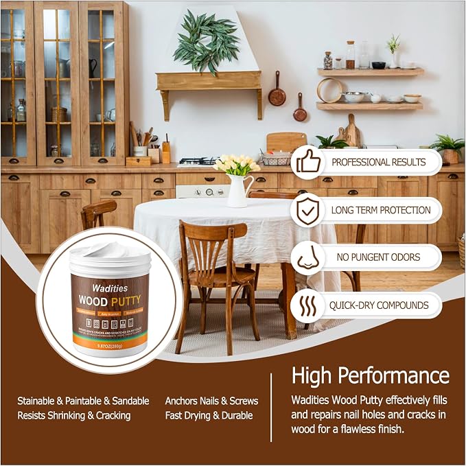 White Wood Filler, Paintable Stainable Wood Repair Putty, 9.87 Ounce Wood - Image 2
