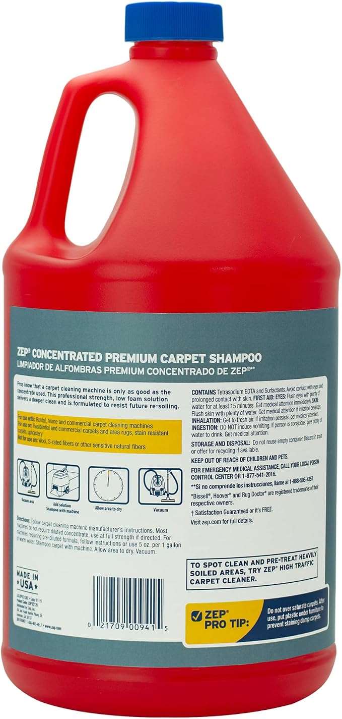 Zep Premium Carpet Shampoo - 1 Gal - ZUPXC128 - Deep Cleaning and Stain Removal - Image 3