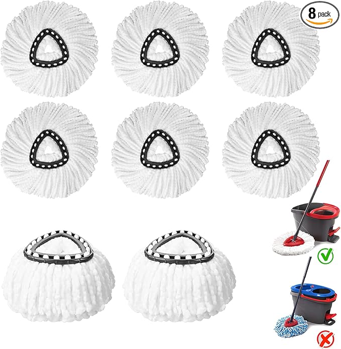 8 Pack Spin Mop Replacement Heads, 100% Microfiber Mop Head Replacement by V-chen