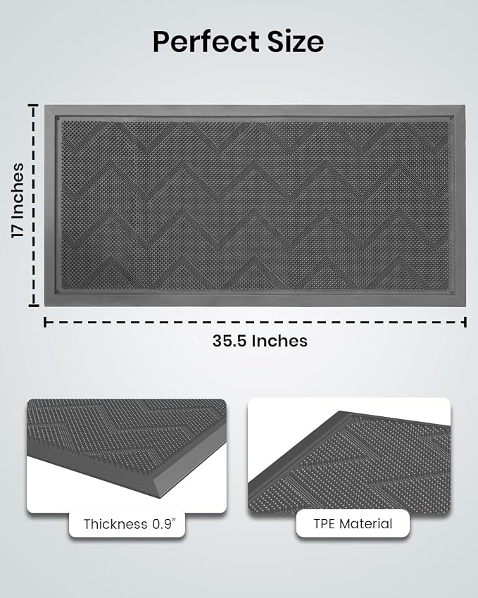 HAMARA Front Door Mat for Outside Entrance 35.5"x17" – Anti-Slip Dirt-Trapping - Image 2