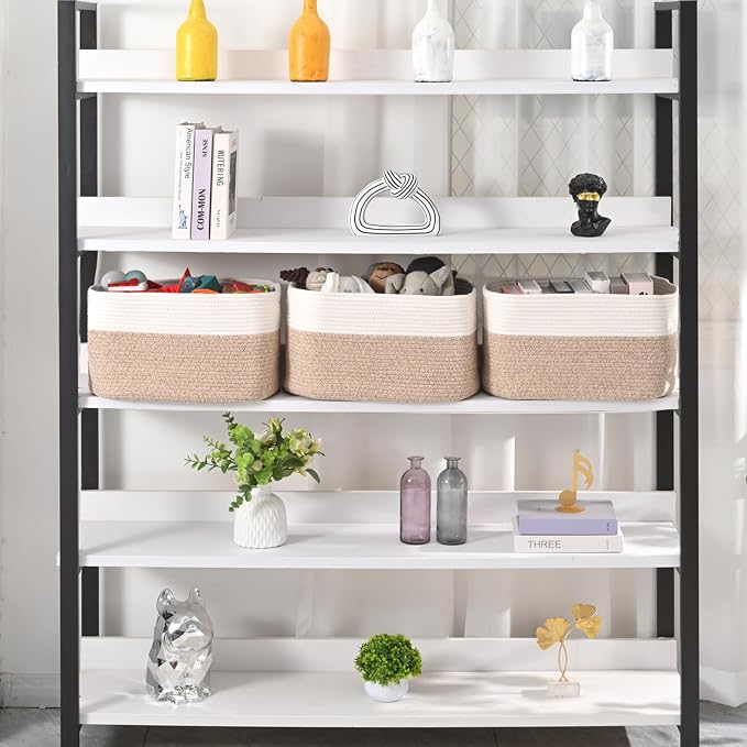 Large Storage Baskets for Organizing Shelves, Woven Cotton Rope Bins for Baby - Image 2